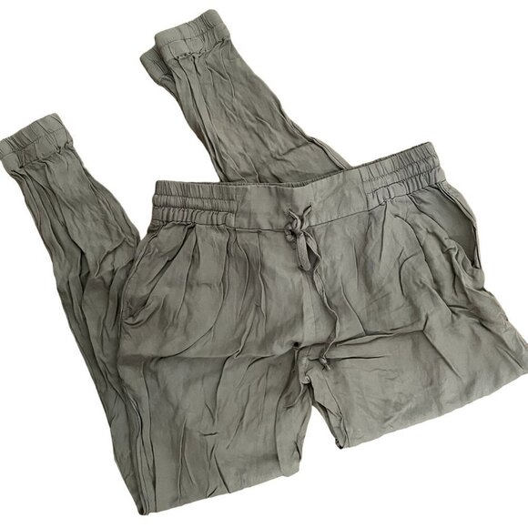 Talula olive green elastic waistband pockets casual pants sweatpants rayon - Picture 1 of 7